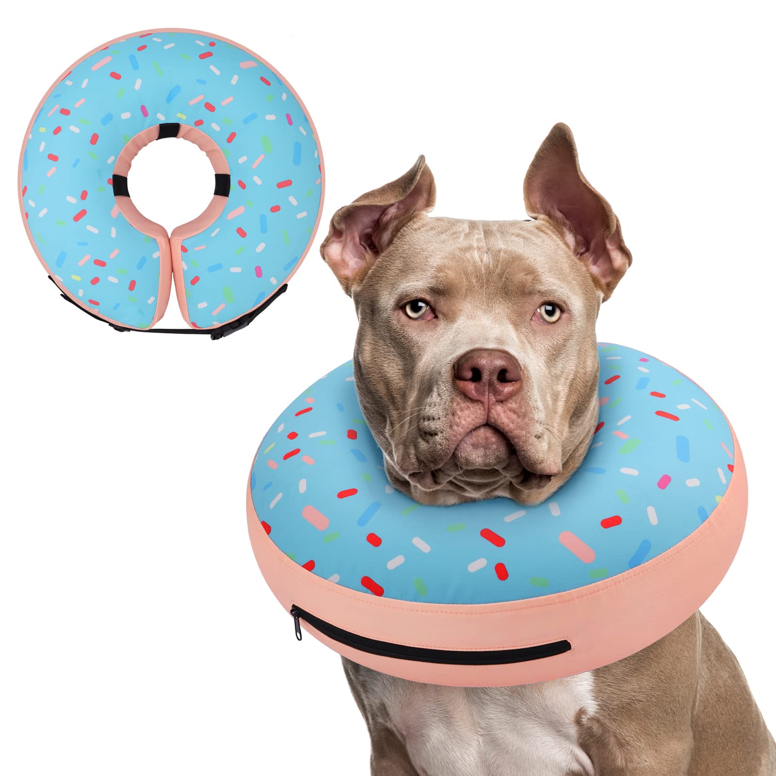 Supet donut inflable postoperatorio protege la herida sin irritación.