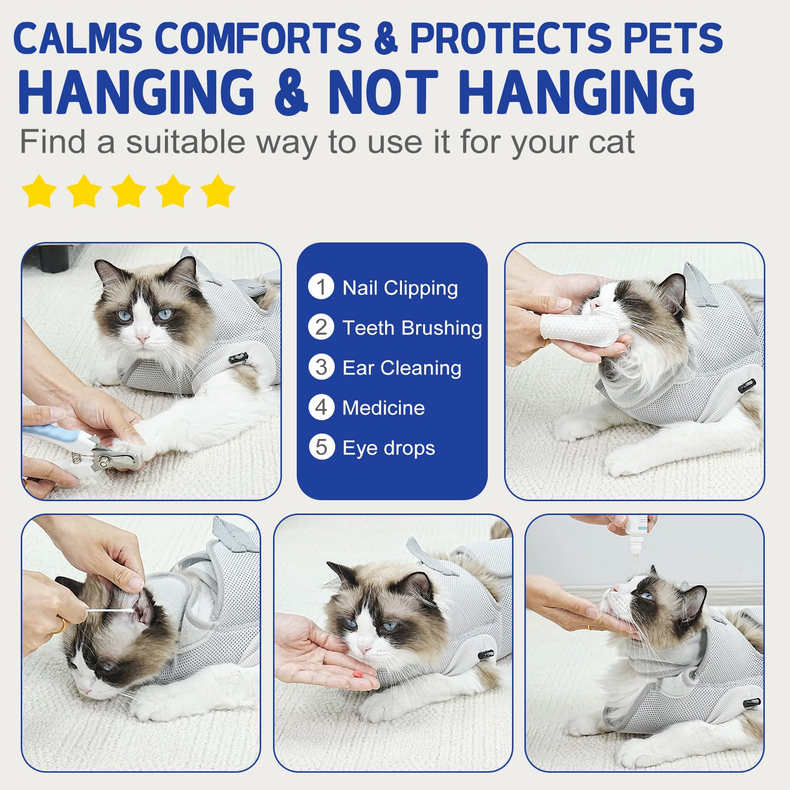 Supet hamaca-gato limpieza-dientes: soporte estable para higiene bucal suave.