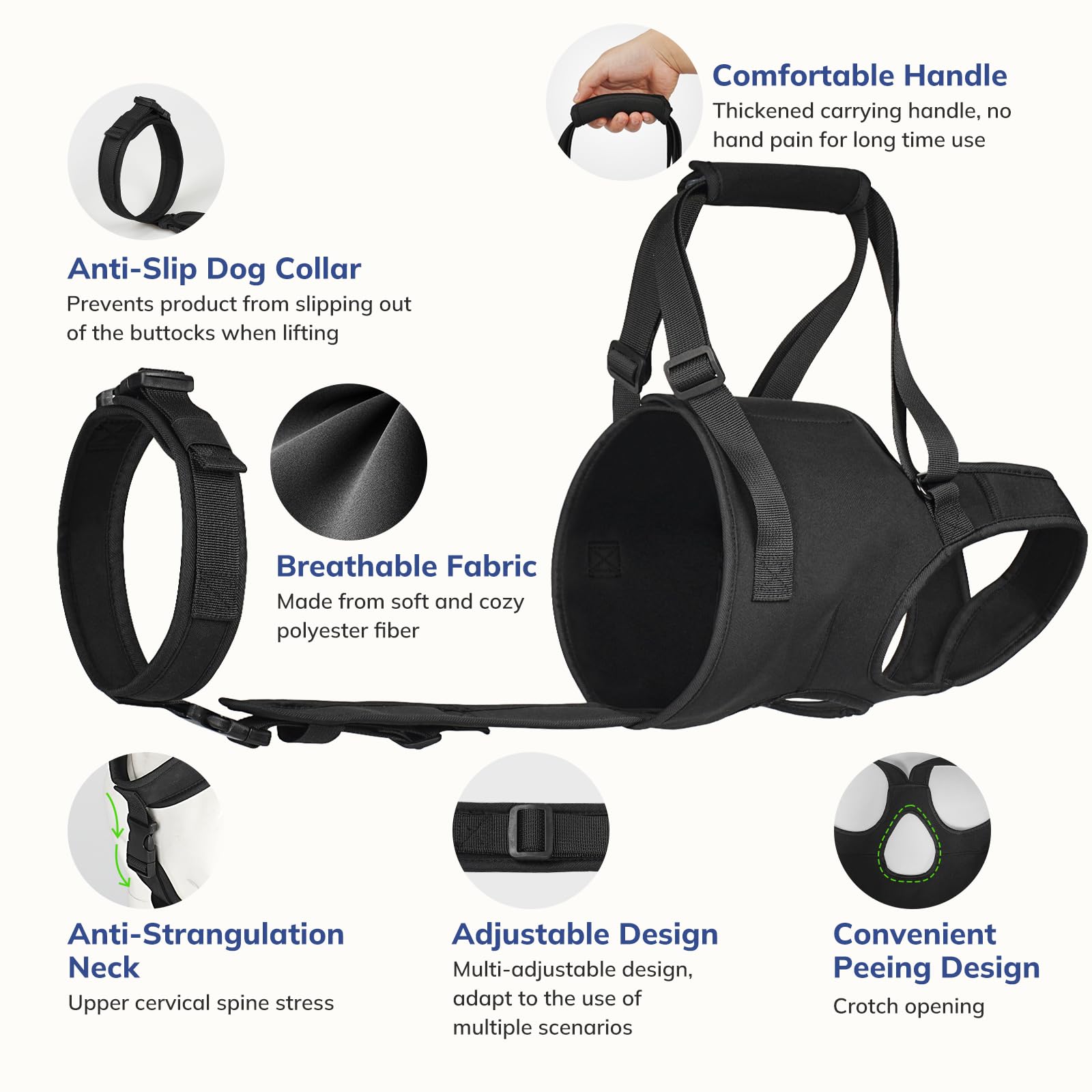 Supet Sling con doble correa y velcro para fijación segura.