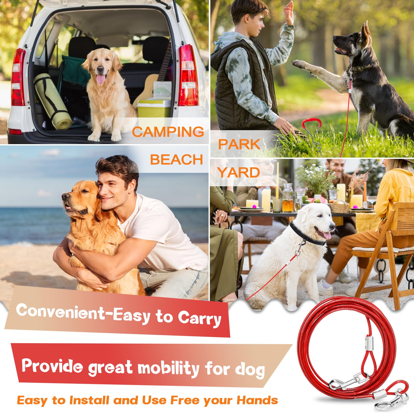 Uso exterior de Supet para camping y paseos, con libertad controlada para perros.