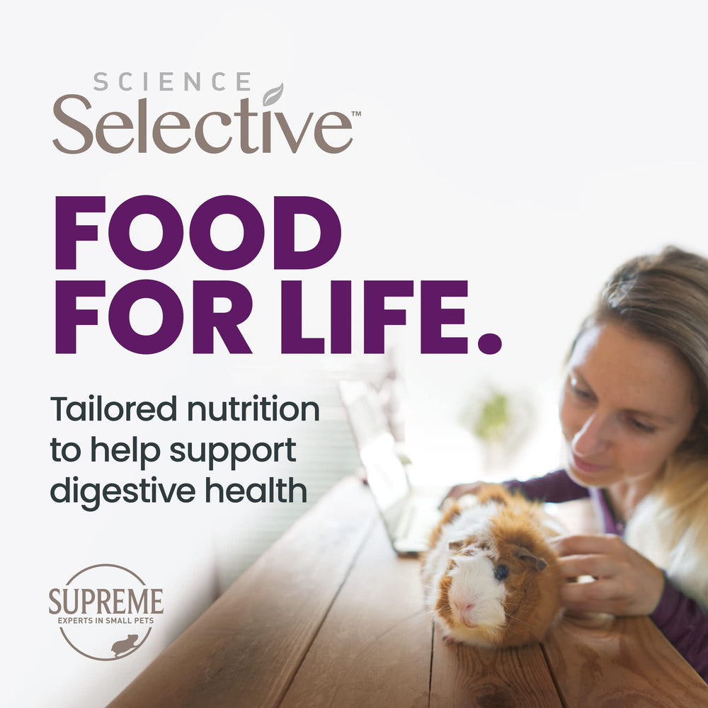 Empaque de Supreme Petfoods Science Selective para cobayas, diseño práctico.