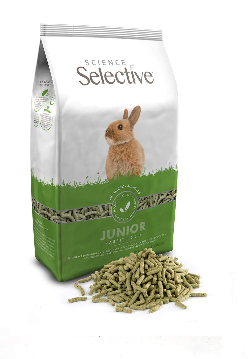 Dieta balanceada de Supreme Petfoods para conejo joven con nutrientes clave