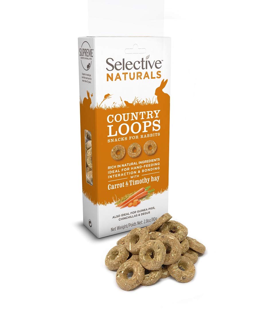 Selective Naturals Country Loops en envase, snack con fibra para pequeños herbívoros.