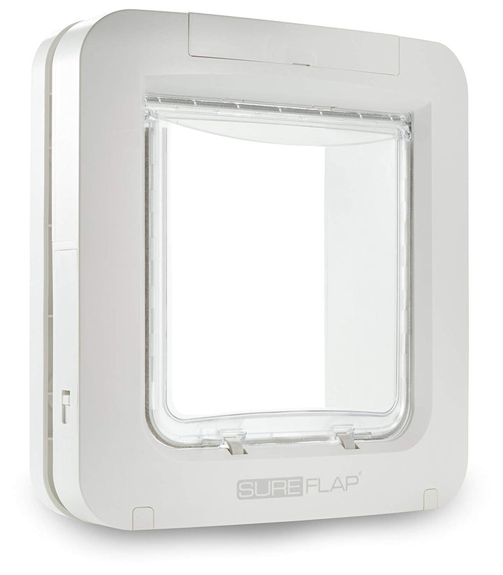 SureFlap Puerta microchip para mascotas, vista frontal, acceso selectivo.