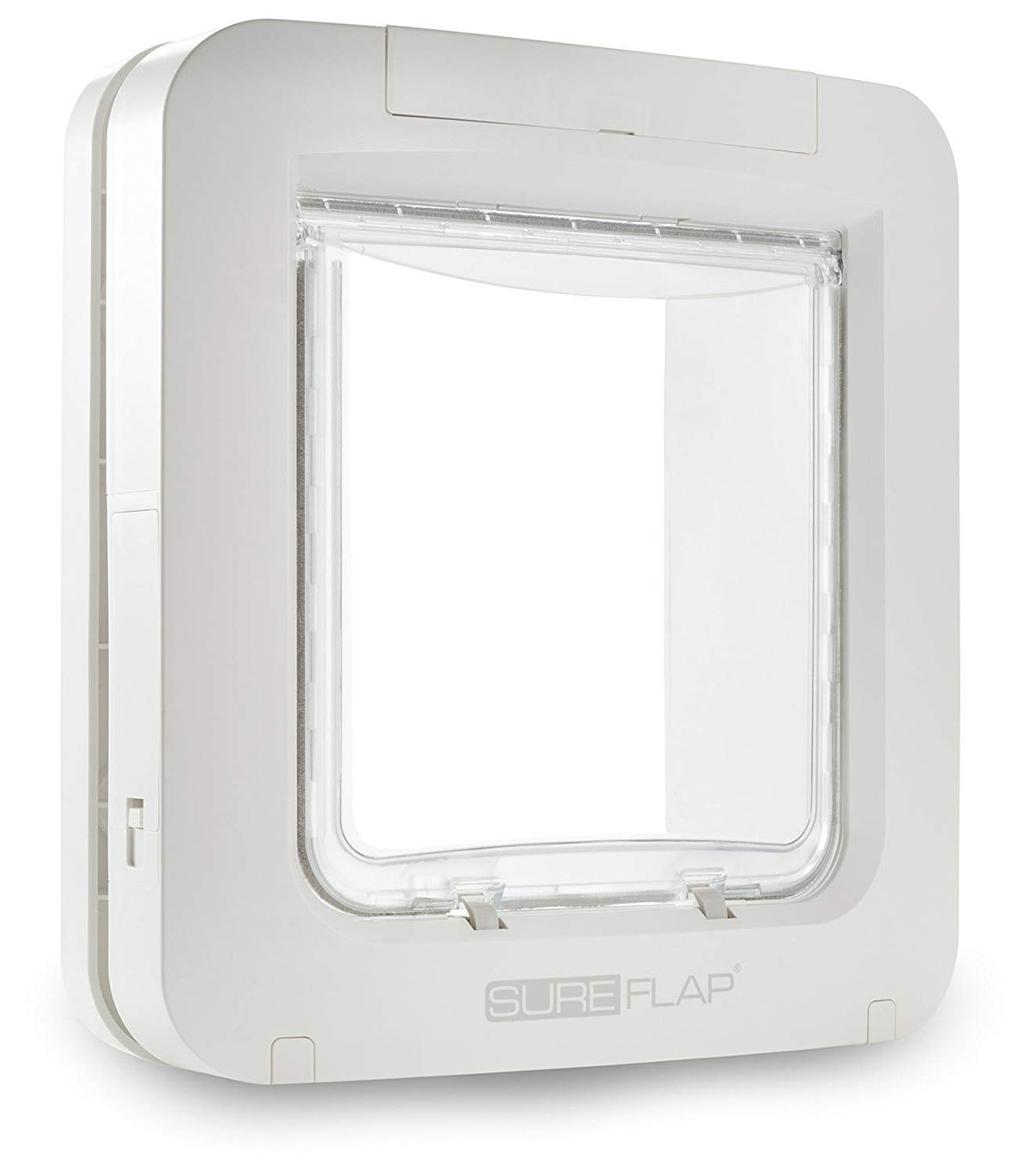 SureFlap Puerta microchip para mascotas, vista frontal, acceso selectivo.
