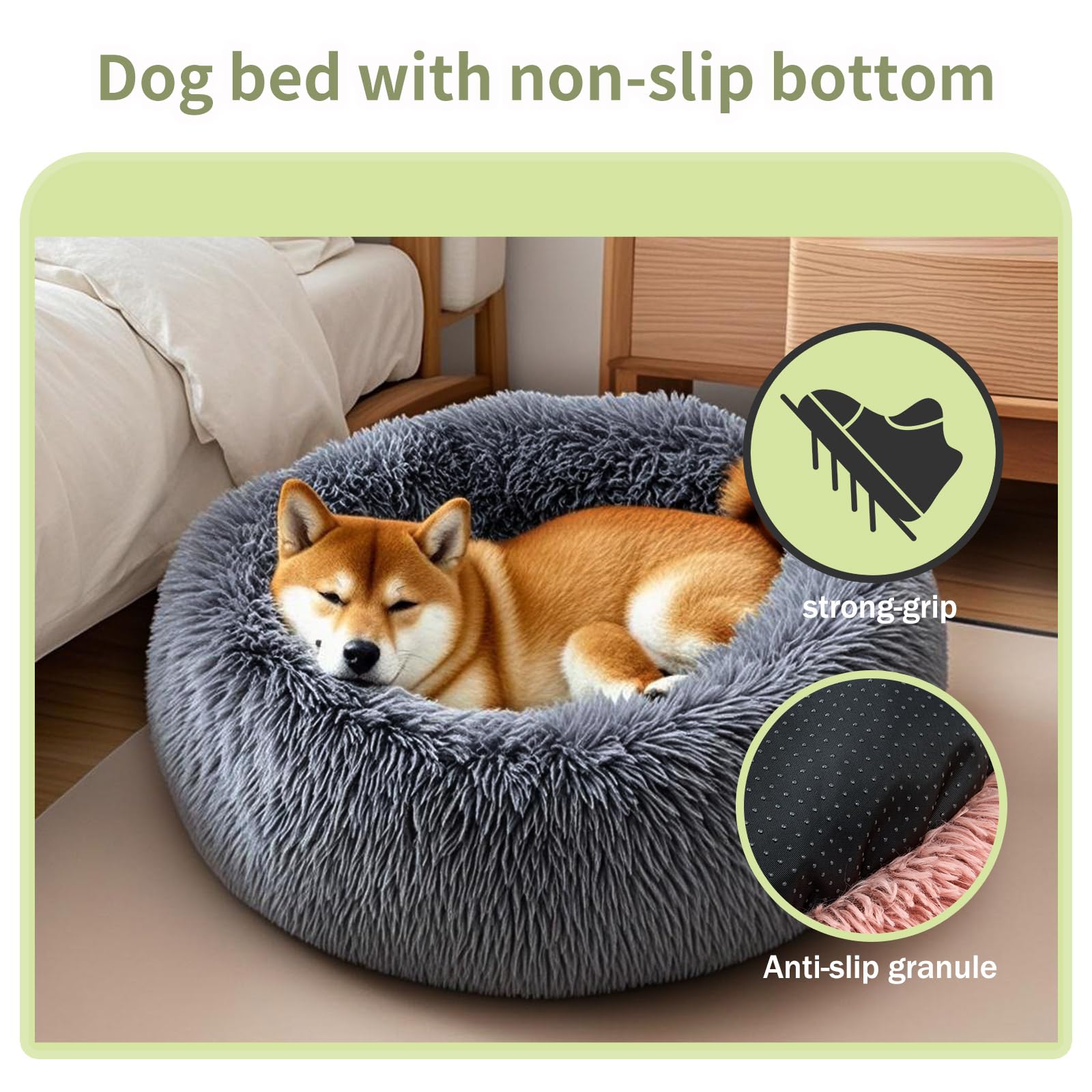 SUVAMJAM cama redonda para interiores, gris, diseño cómodo