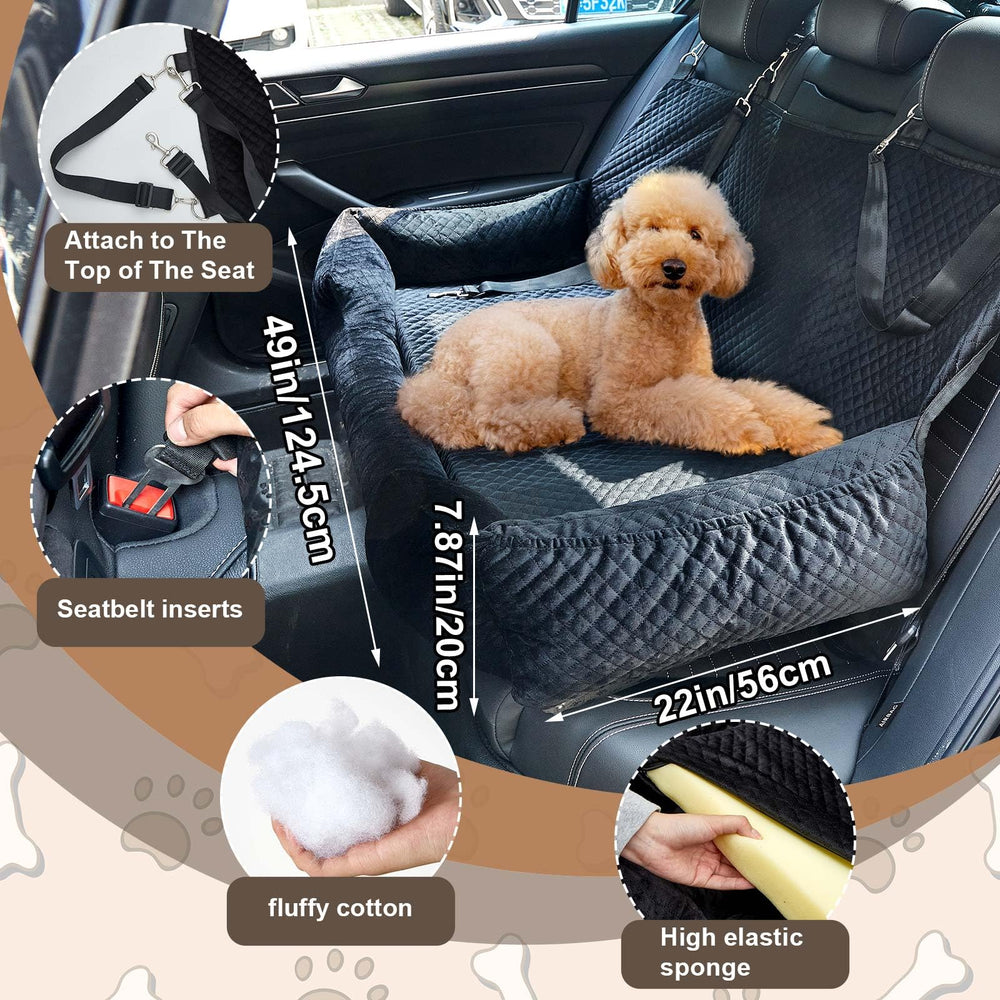 Suzile cama con cinturón de seguridad, modo cama y coche para perros.