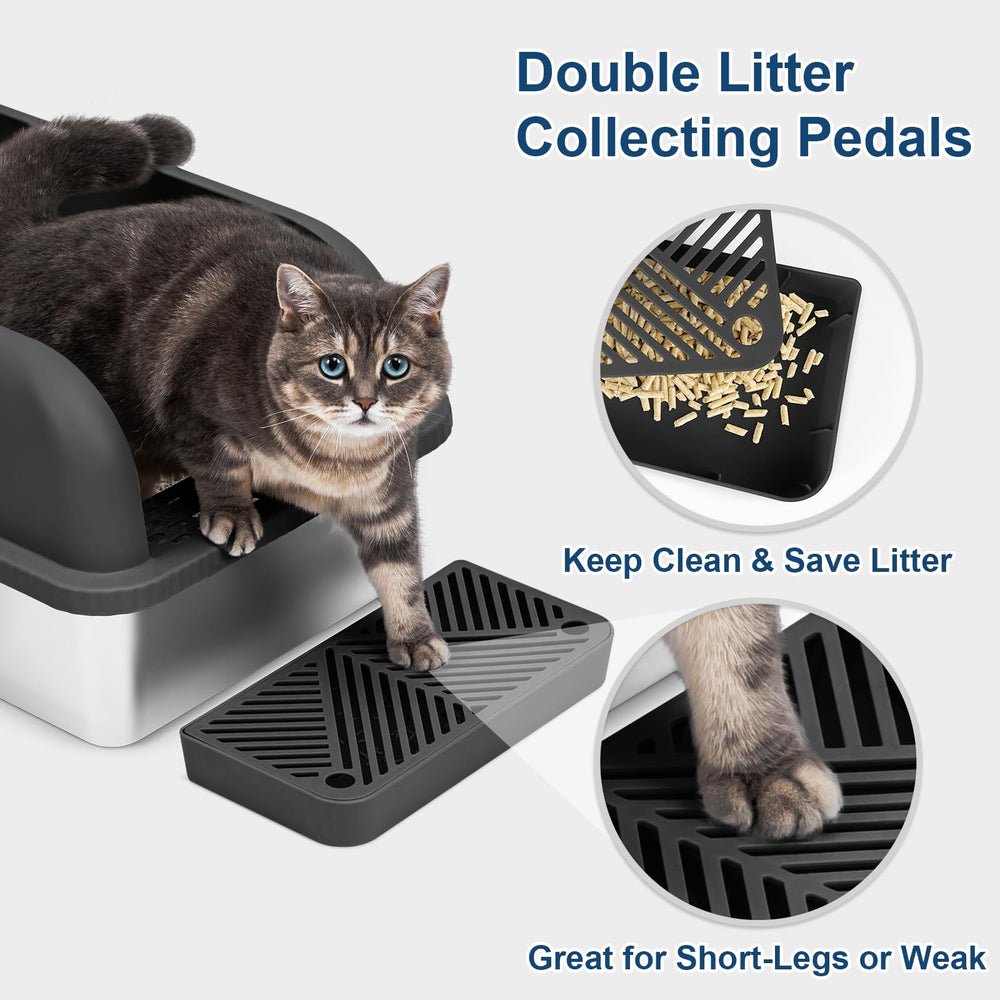 suzzipaws bandeja de metal para gatos evita salpicaduras y derrames