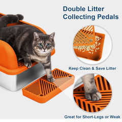 Caja Suzzipaws de acero inoxidable, superficie fácil de limpiar y duradera.