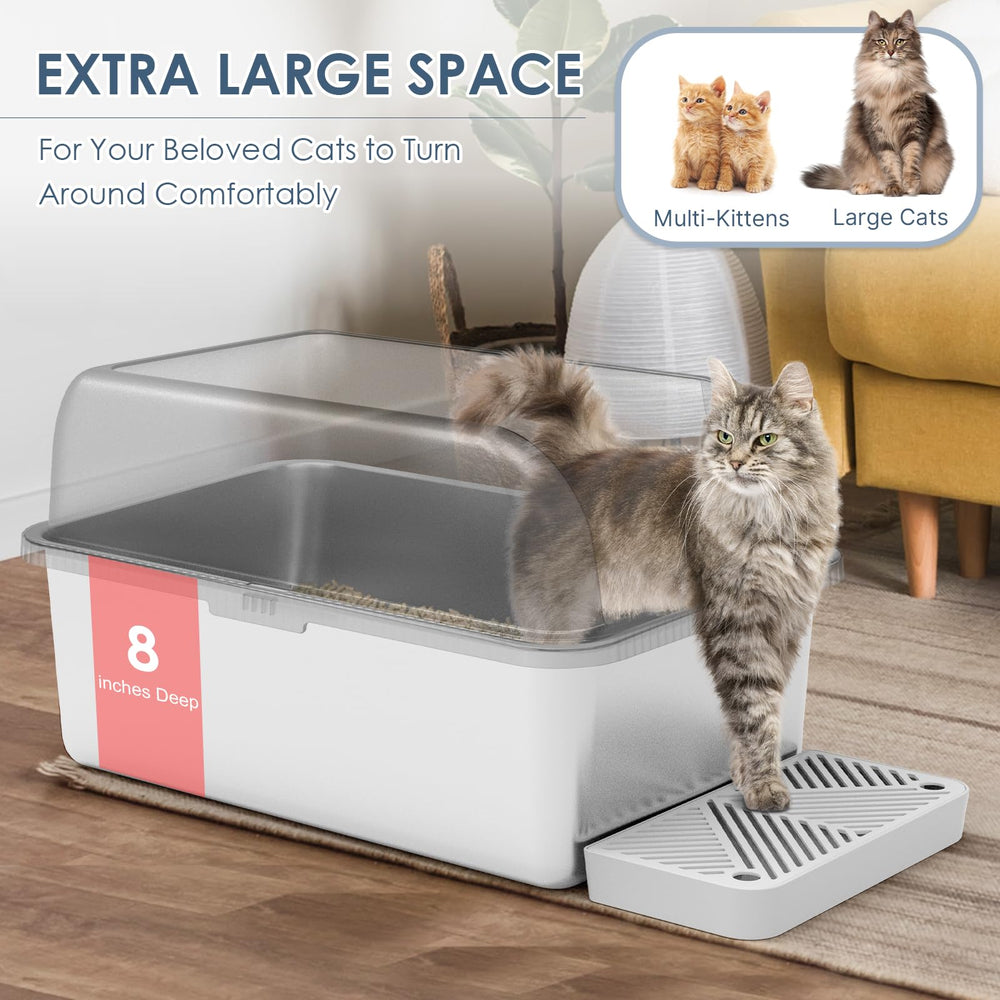 Suzzipaws caja para gatos grandes con capacidad de 49 litros para uso prolongado.