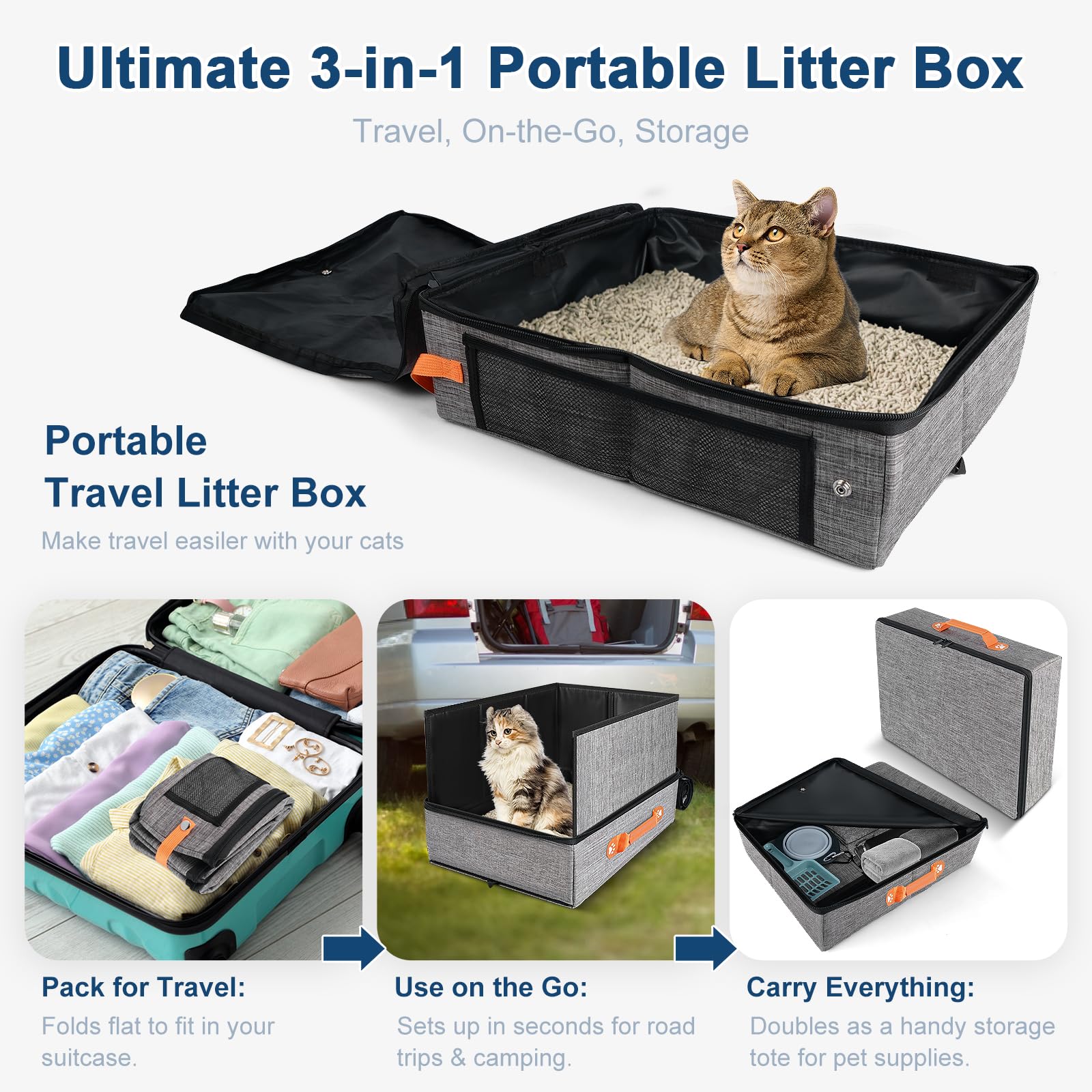 suzzipaws caja de arena viajera espacio amplio para gatos