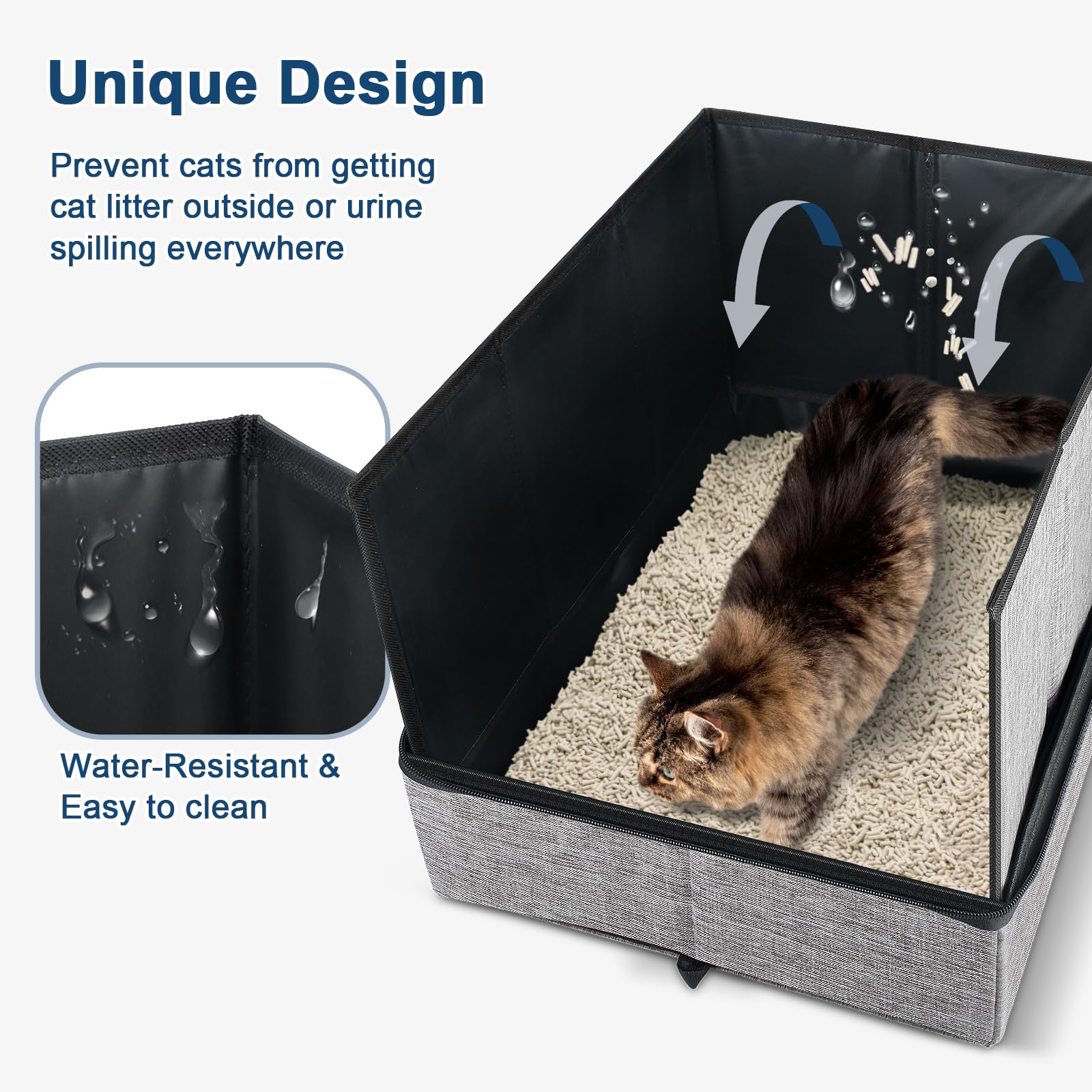 suzzipaws caja de arena viaje fondo rígido para mayor estabilidad