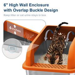 Caja Suzzipaws XL con paredes altas, ideal para gatos grandes.