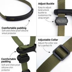 Collar frontal SVD.PET con hebilla de ajuste para mayor seguridad.