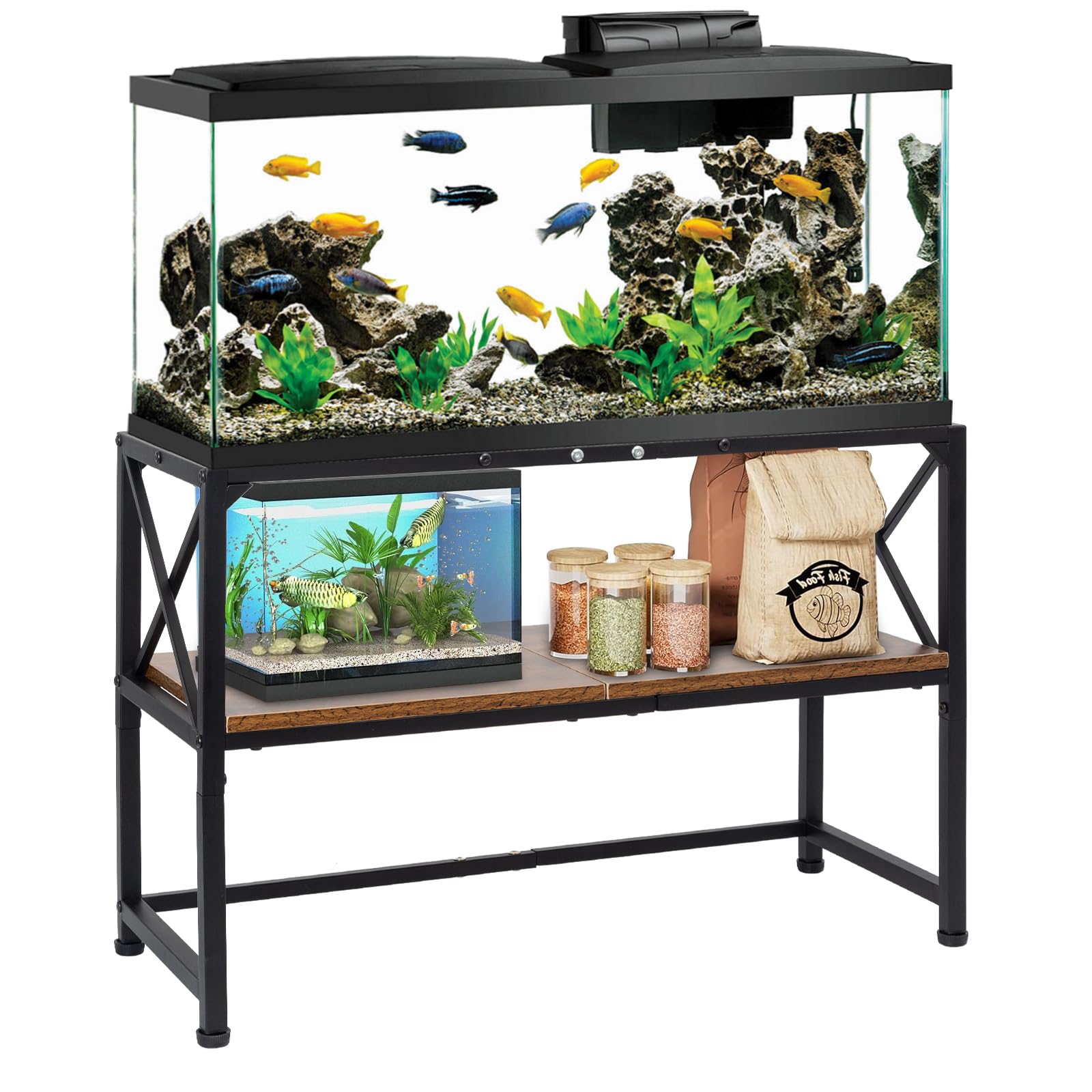 SwaaVee estante para acuario: vista frontal, soporte estable para tanque de 30 galones.