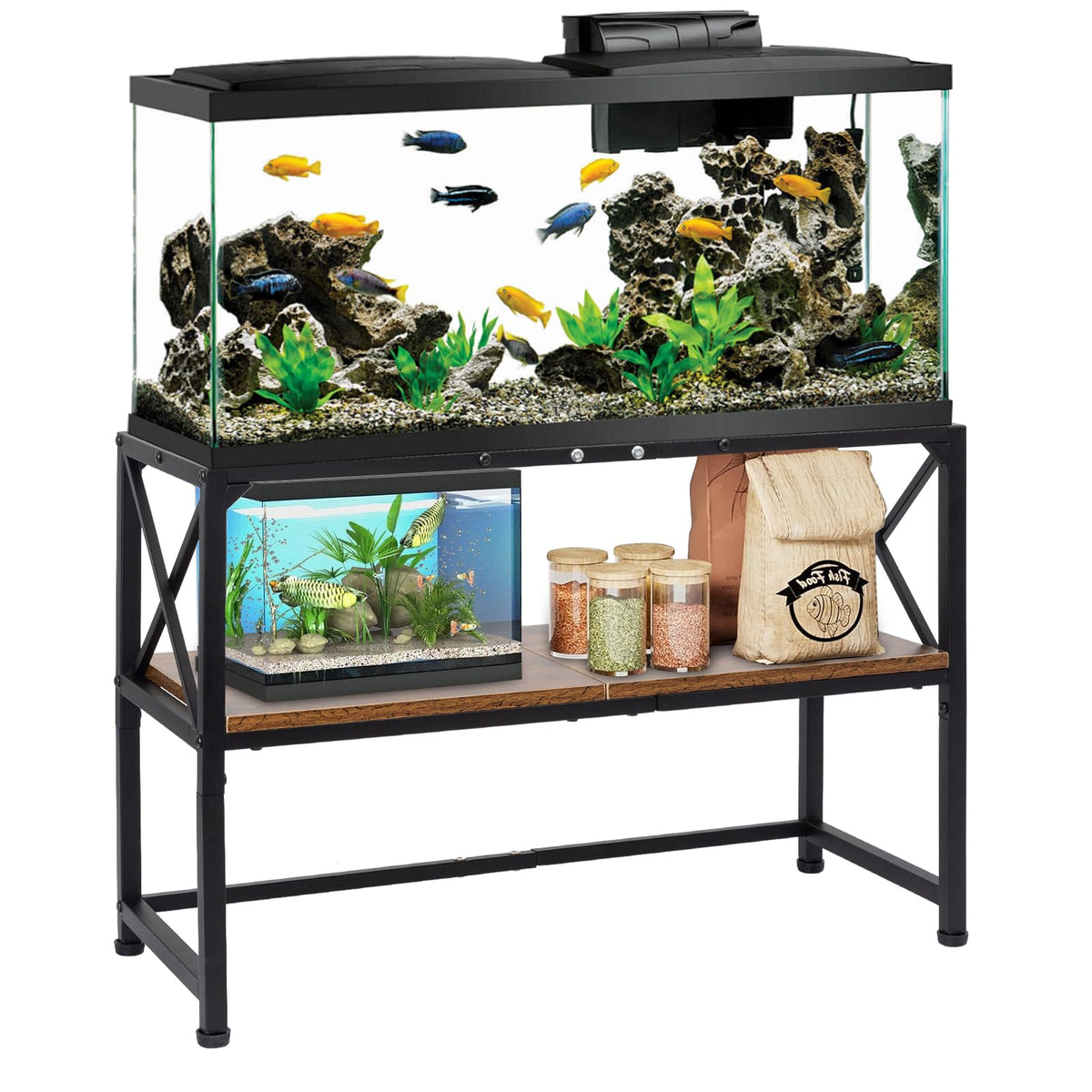 SwaaVee estante para acuario: vista frontal, soporte estable para tanque de 30 galones.