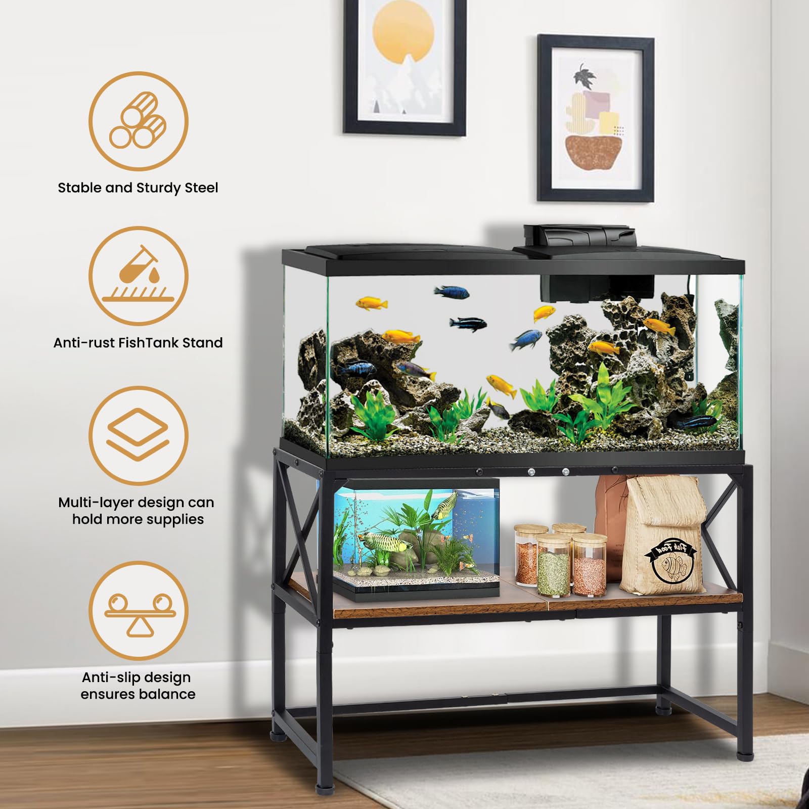 SwaaVee estante para acuario: montaje sencillo con instrucciones claras.