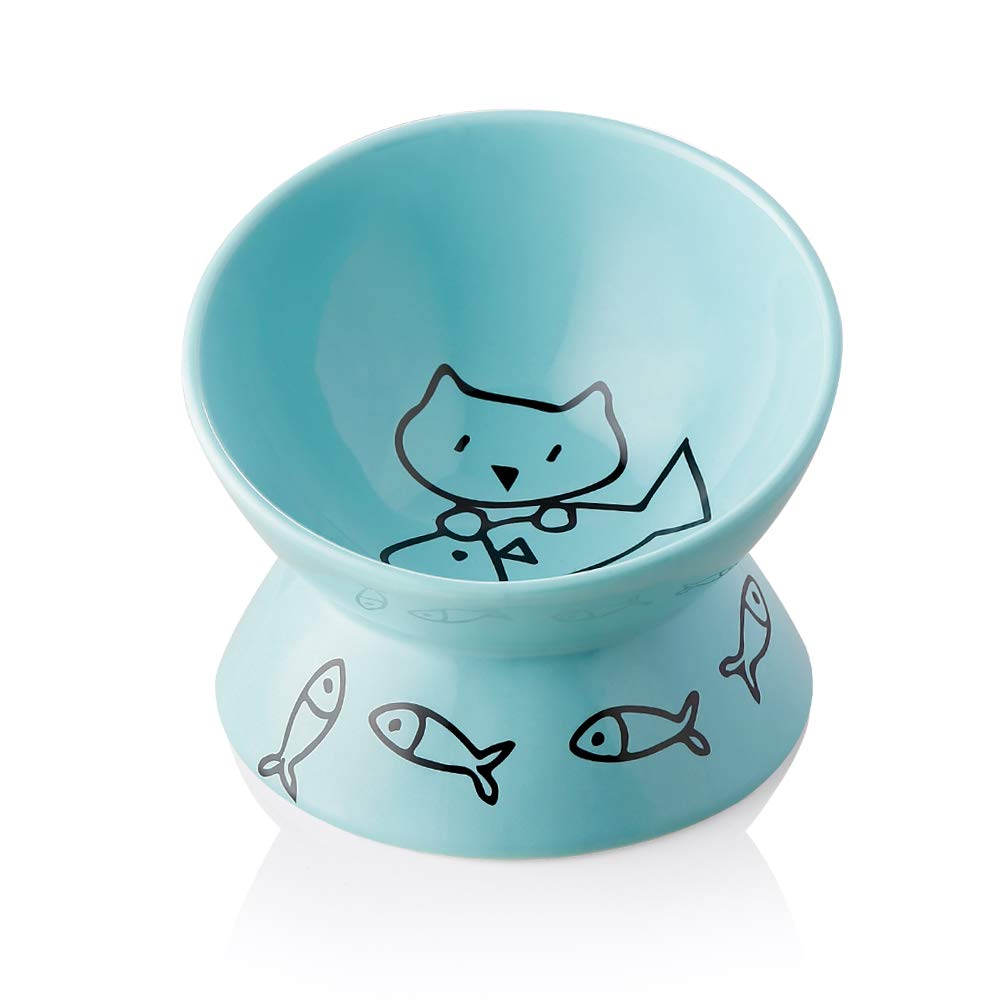 Sweejar cuenco elevado para gatos en turquesa, comodidad al comer
