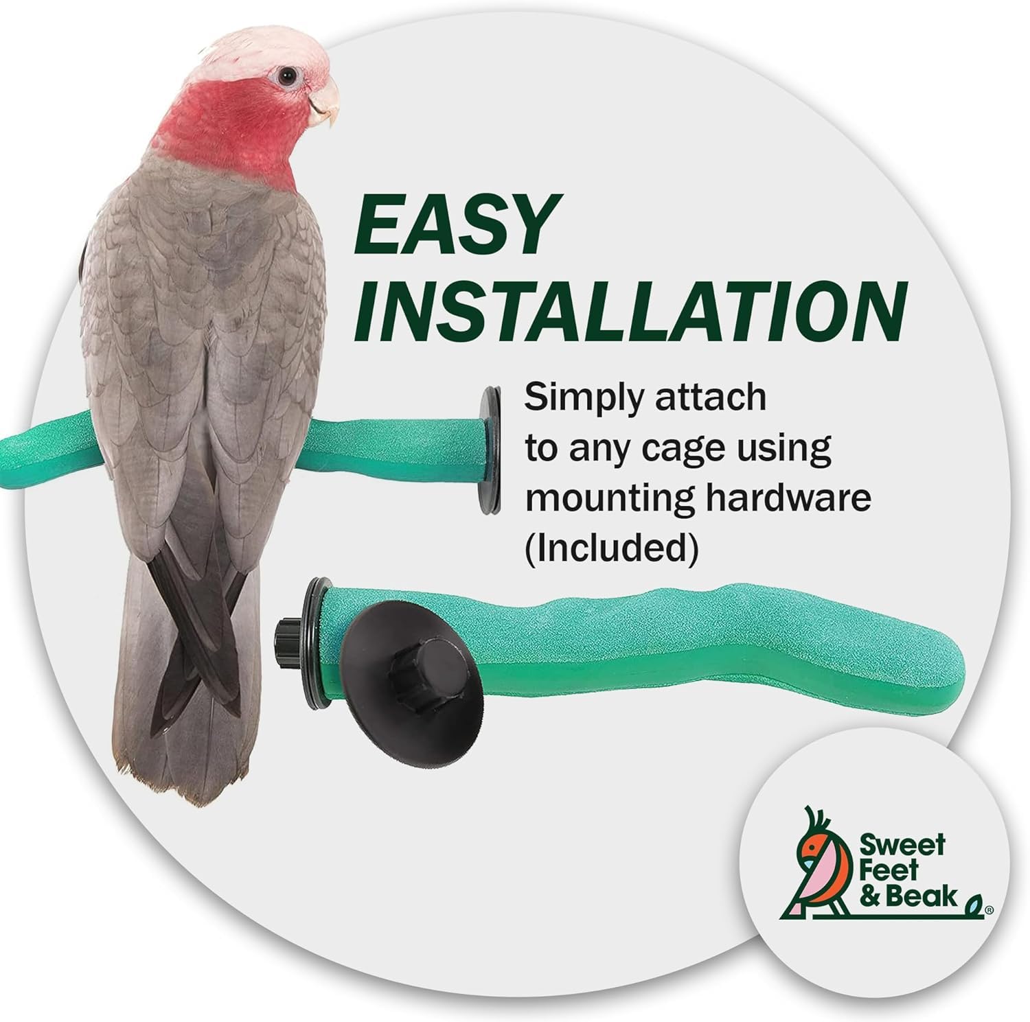 Sweet Feet y Beak percha para barras horizontales, adaptable a jaulas