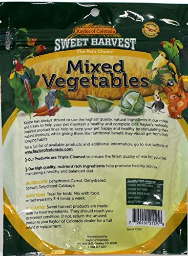 Sweet Harvest zanahoria deshidratada para aves, trocitos fáciles de comer.