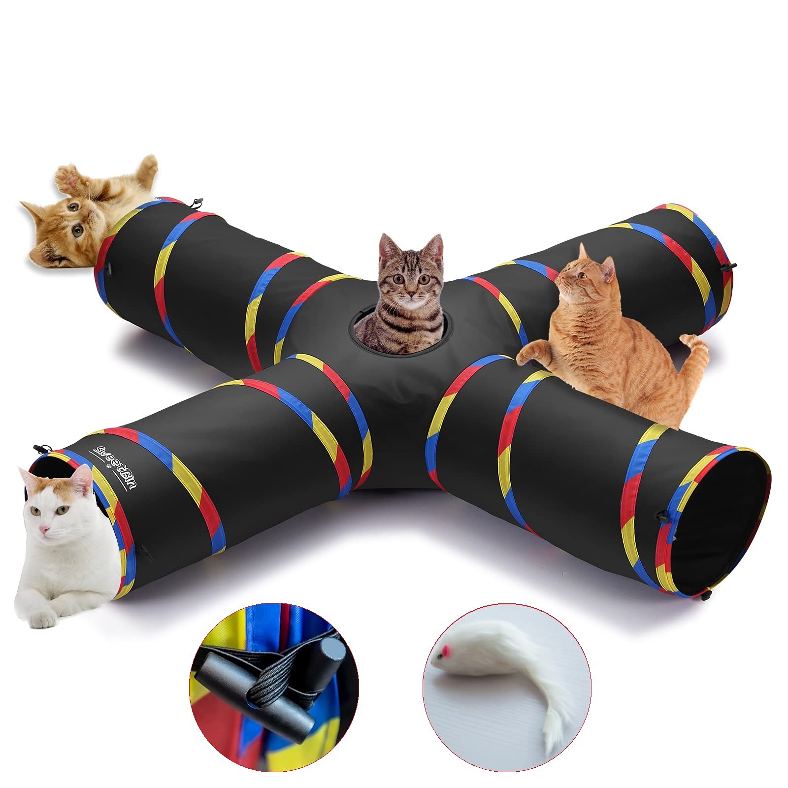 SweetBin tunel 4 vías para gato, grande y cómodo para jugar y esconderse.