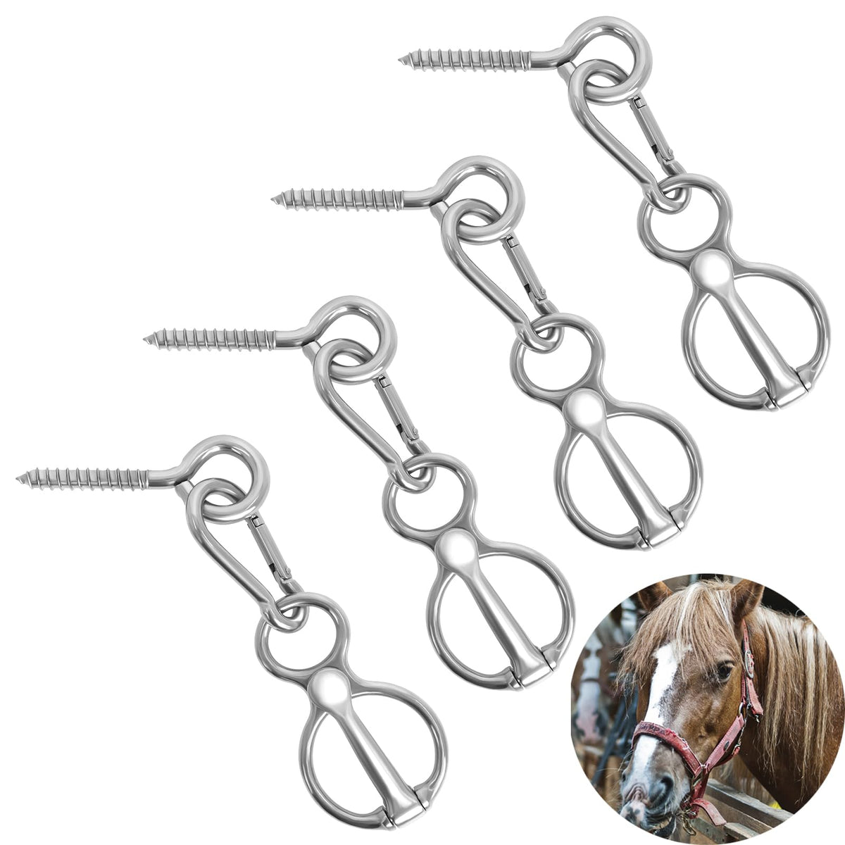 Swess anillo de atar caballo 304 inoxidable, duradero y seguro.