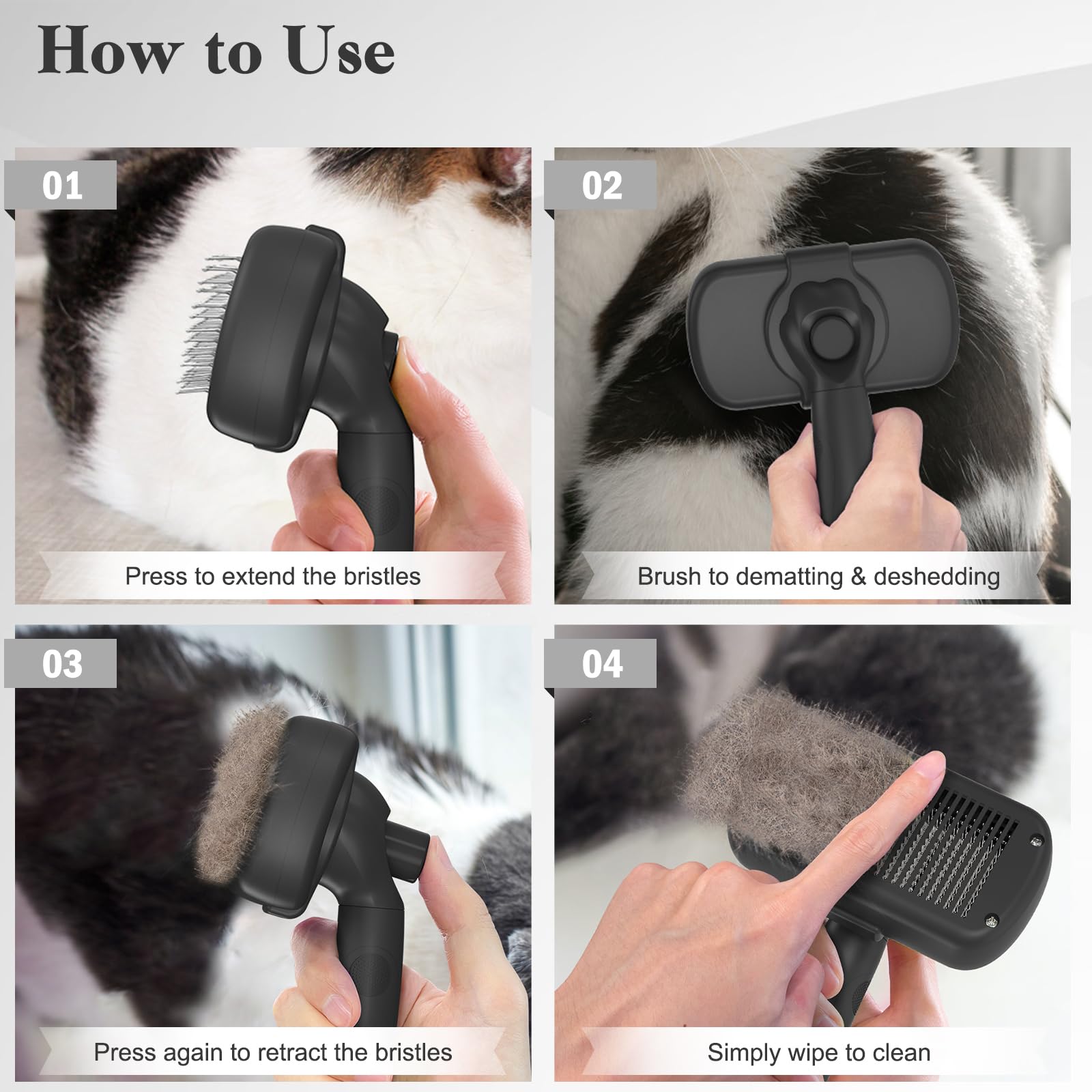 Swihauk cepillo para sesiones de cuidado del pelaje en casa.