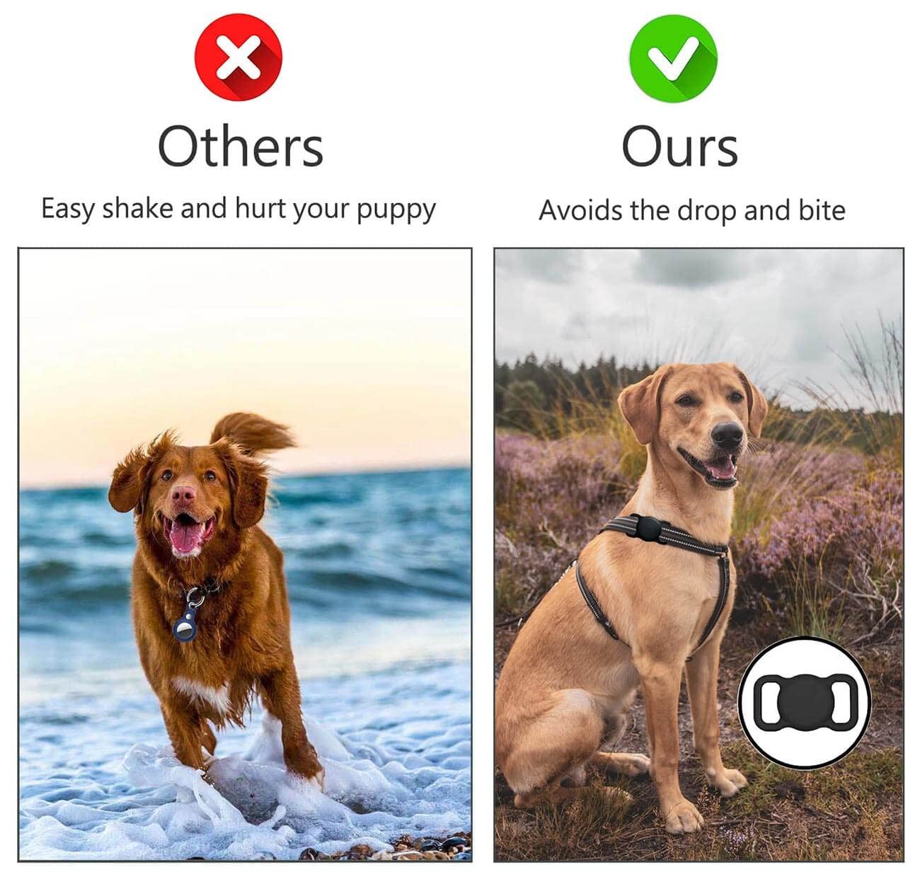 SWINCHO funda AirTag para collar, diseño semiabierto que no bloquea el sonido.