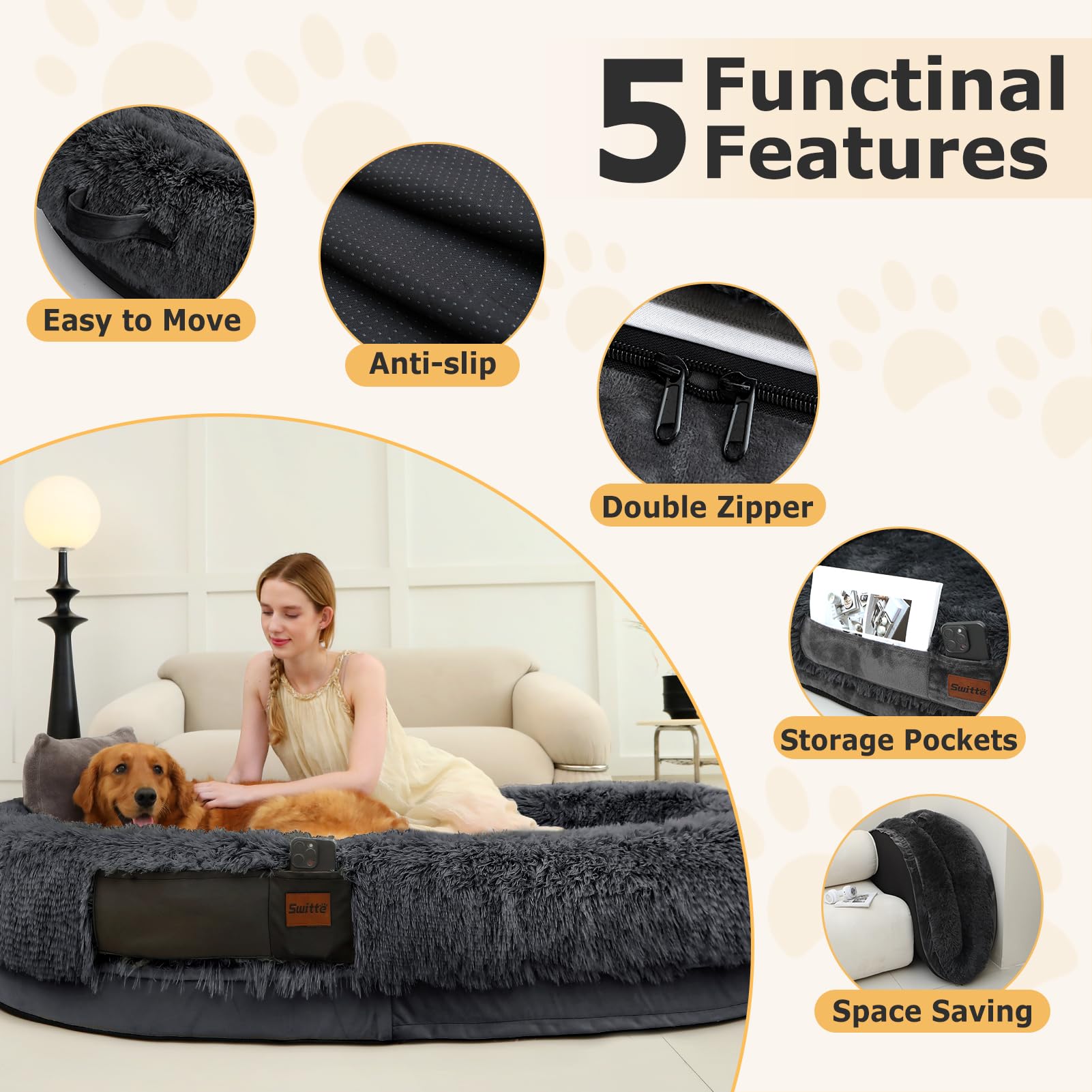 Funda desmontable y lavable de SWITTE para un cuidado sencillo.