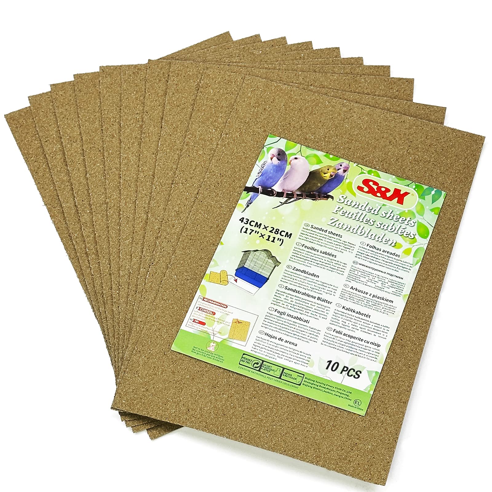 S&X Gravel Paper para jaula de aves, piso estable y limpio