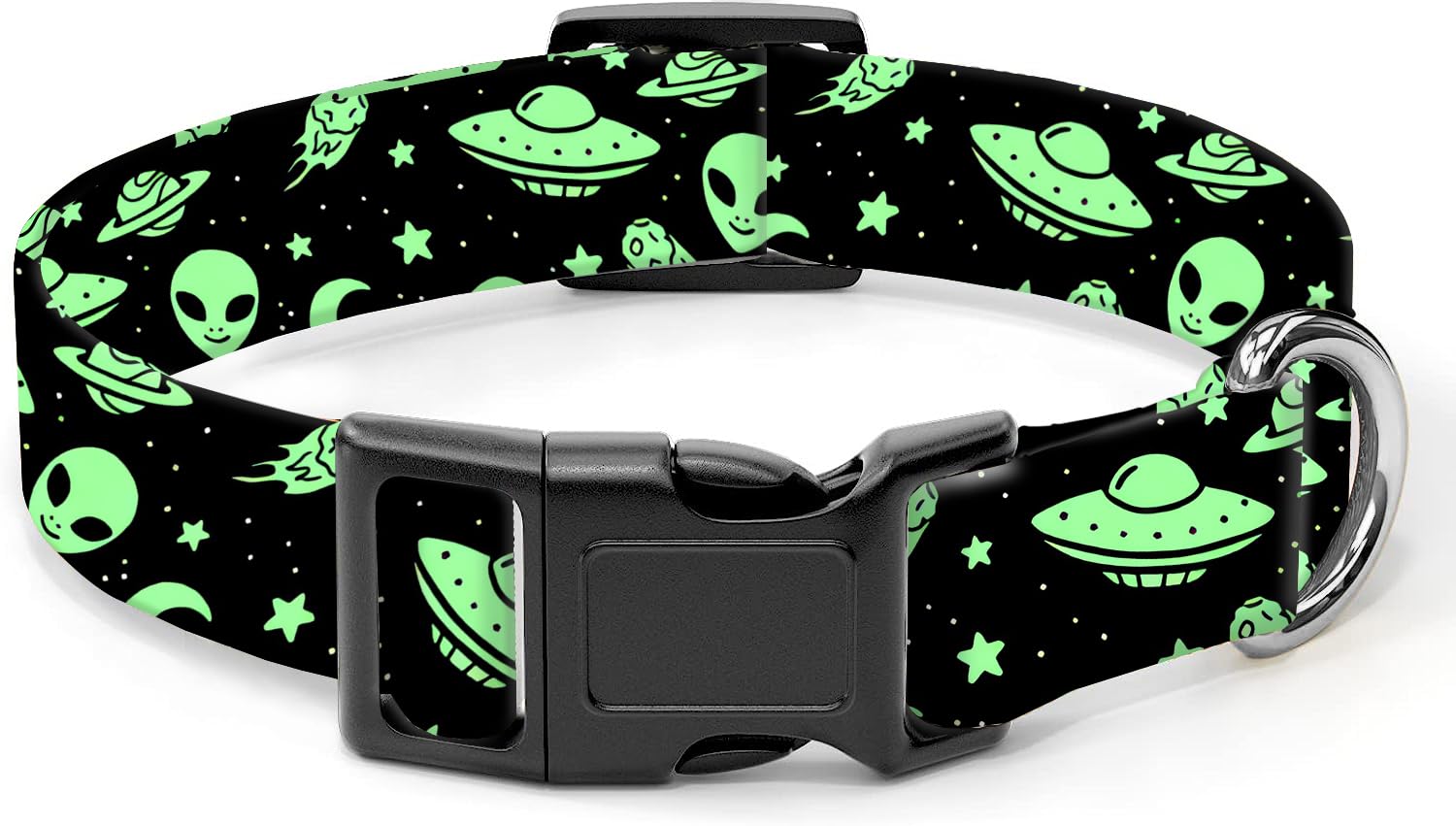 Collar SXboxing para perro verde extraterrestre: confort y durabilidad para paseos.