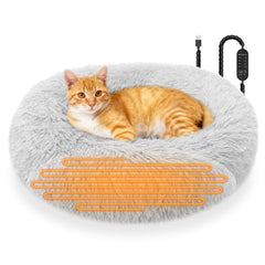 Cama calefactable SXBSXB para gatos, 24 pulgadas, gris claro, calor cómodo.