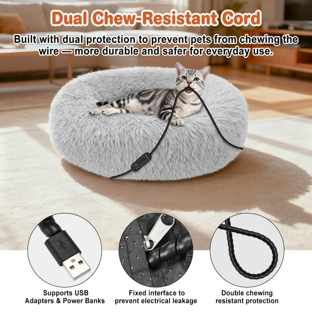 Cama para gato donut SXBSXB con anillo alzado de 6 pulgadas, apoyo para cabeza.