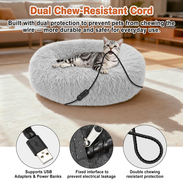 Cama para gato donut SXBSXB con anillo alzado de 6 pulgadas, apoyo para cabeza.