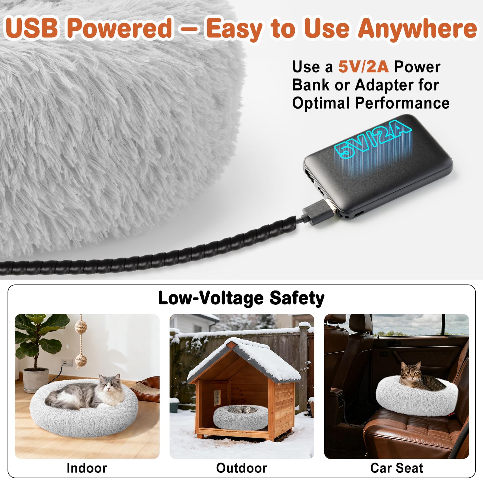 Control LED de temperatura en cama SXBSXB para gatos, ajuste fácil.