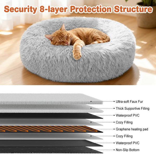 Rincon acogedor para siestas en cama SXBSXB para gatos gris claro.