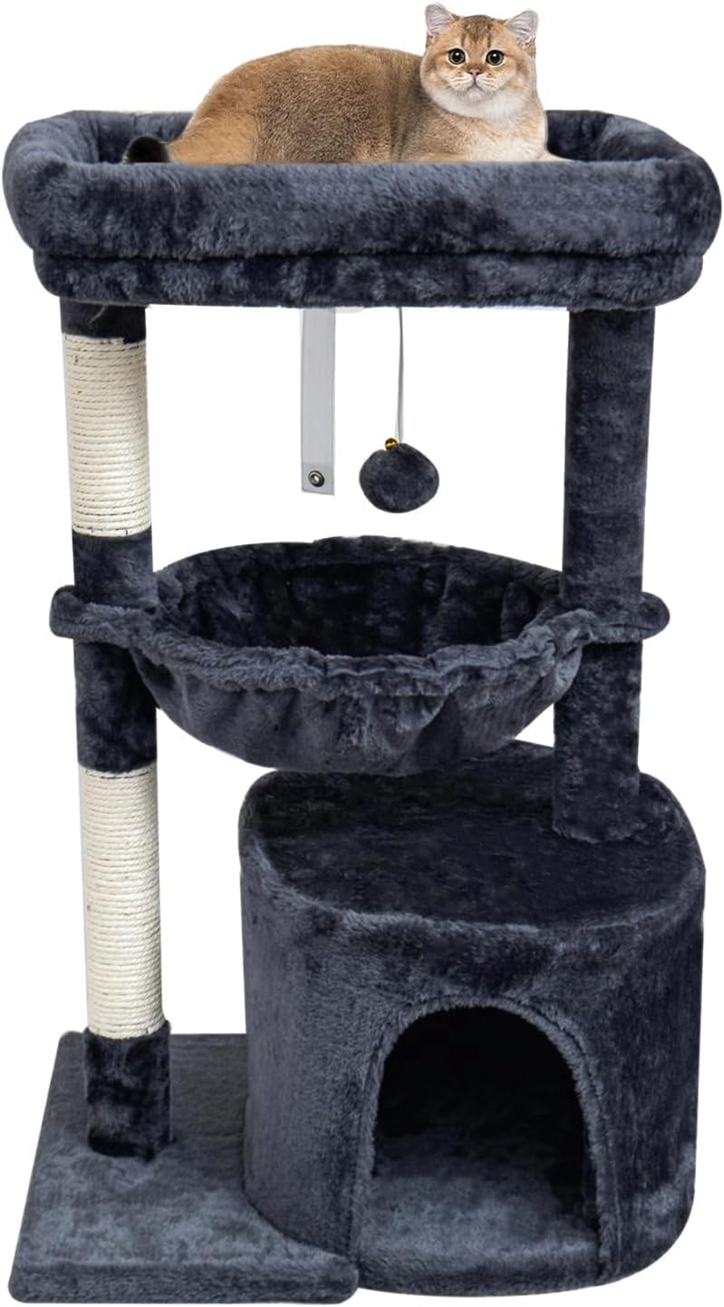 SYANDLVY Arbol Gato Interior Percha, gris ahumado, perfecto para descansar y vigilar la casa