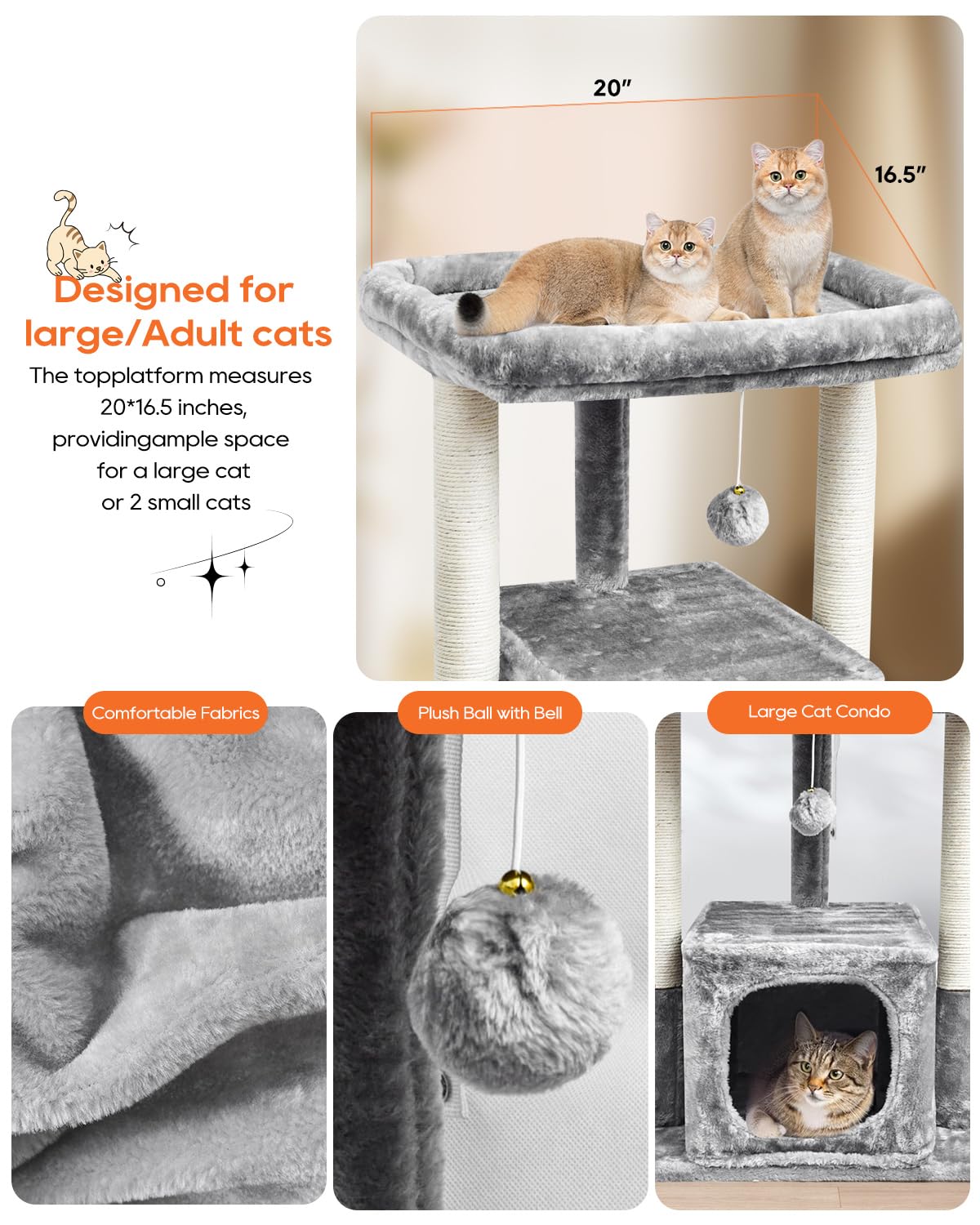 SYANDLVY arbol gatos 27in cojines lavables para limpieza fácil
