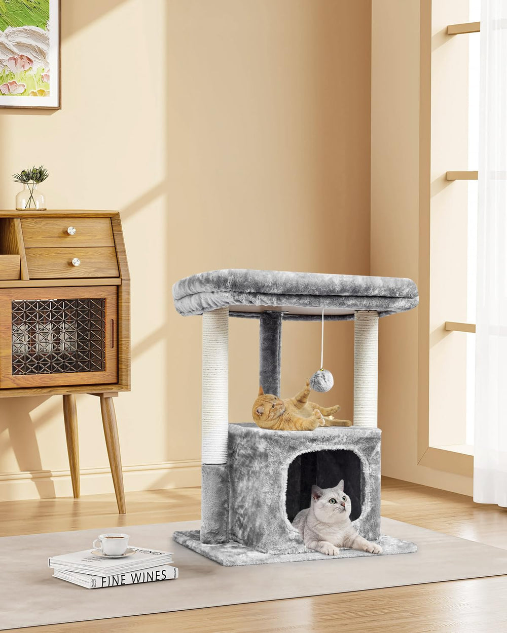 SYANDLVY arbol gatos 27in base resistente y estable para saltos seguros