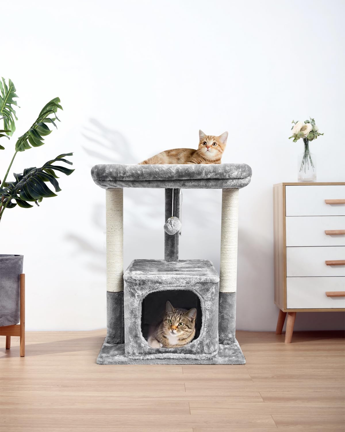 SYANDLVY arbol gatos 27in diseño gris moderno para la habitación