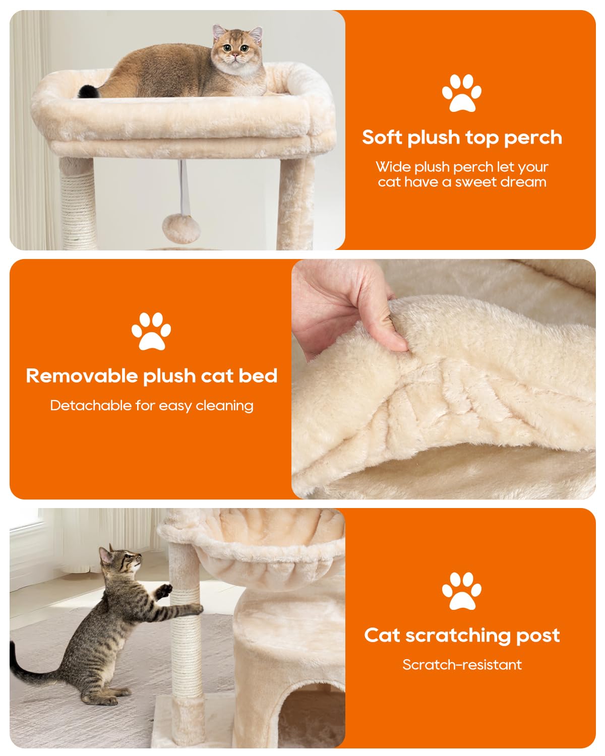 SYANDLVY árbol para gatos con cesta acogedora para siesta.