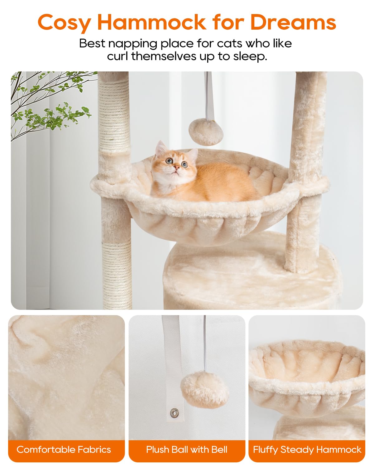 SYANDLVY árbol para gatos con dos postes rascadores de sisal.