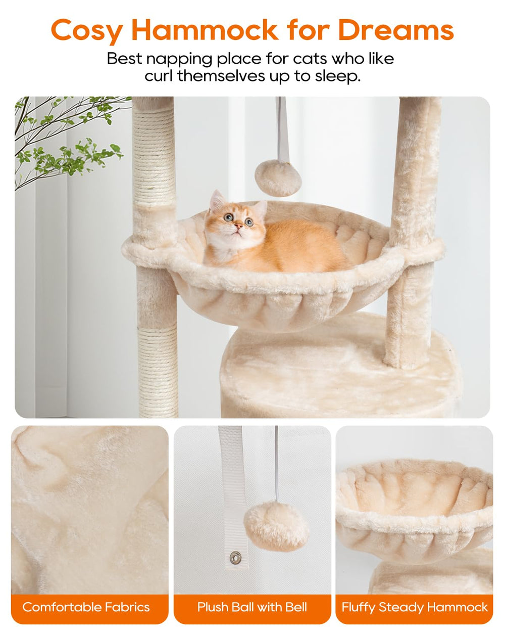 SYANDLVY árbol para gatos con dos postes rascadores de sisal.
