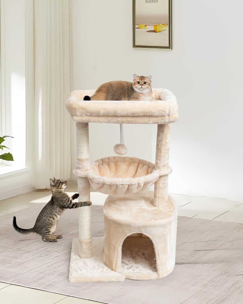 SYANDLVY árbol para gatos con superficie de veneer fácil de limpiar.