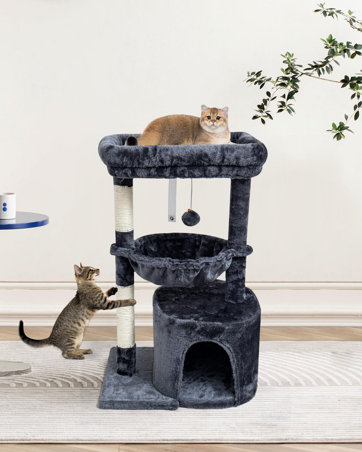 SYANDLVY Asiento Acolchado, gris ahumado, descanso suave para tu felino