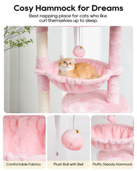 SYANDLVY casa-gato-rosa-acolchada: refugio cómodo para siestas y juego diario.