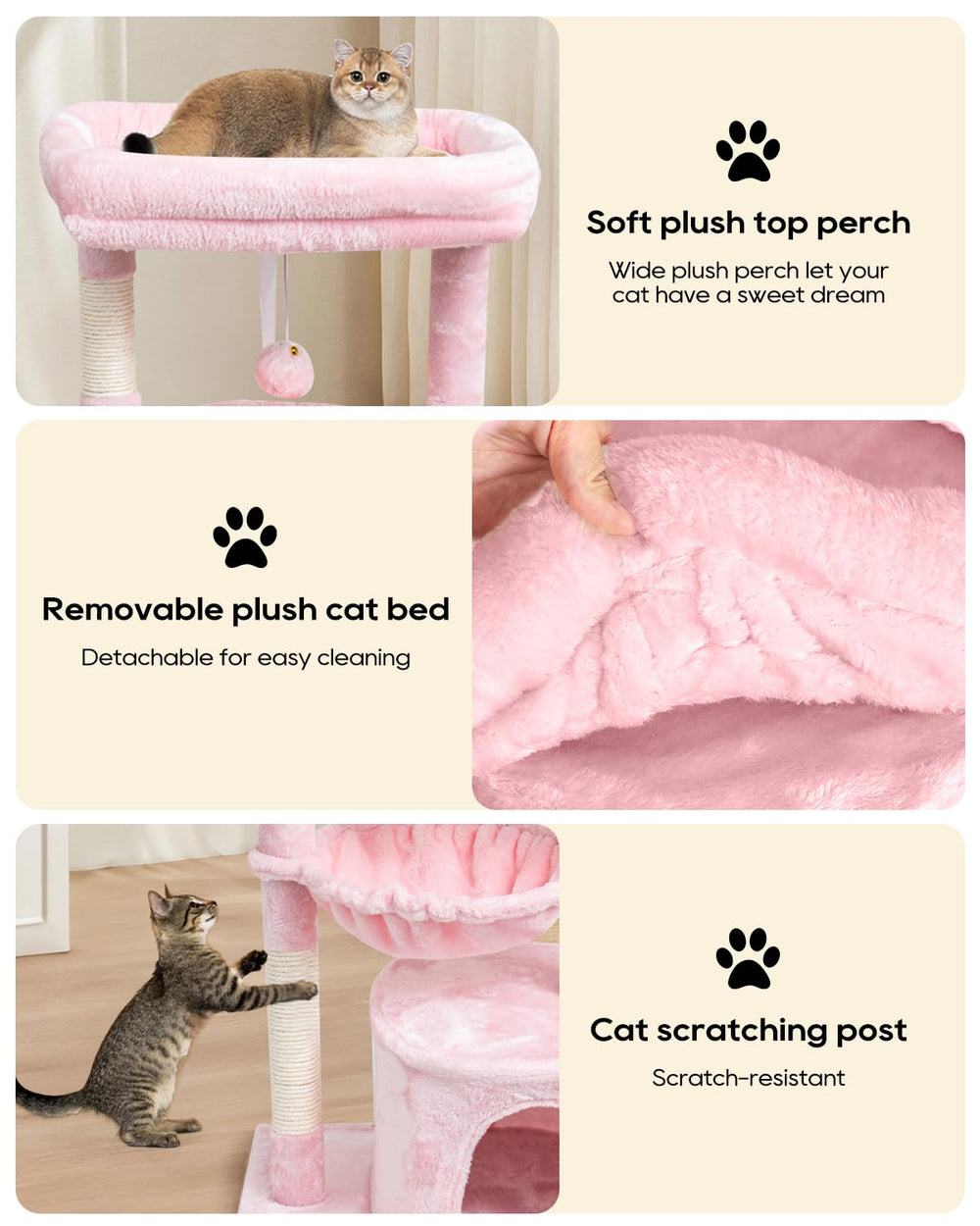 SYANDLVY cesta-dormitorio-gato-rosa: zona acogedora para descansar después de la sesión de juego.