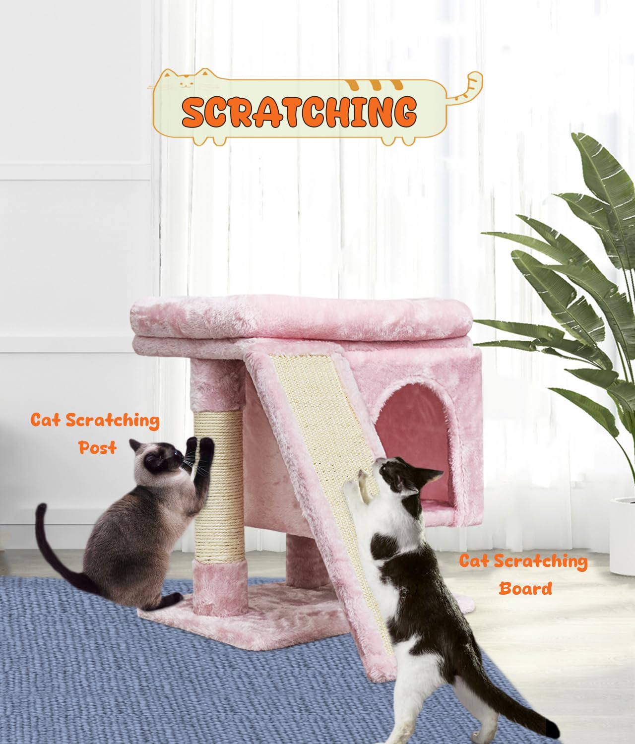 SYANDLVY casita para gatos con tablero: zona de descanso y juego.
