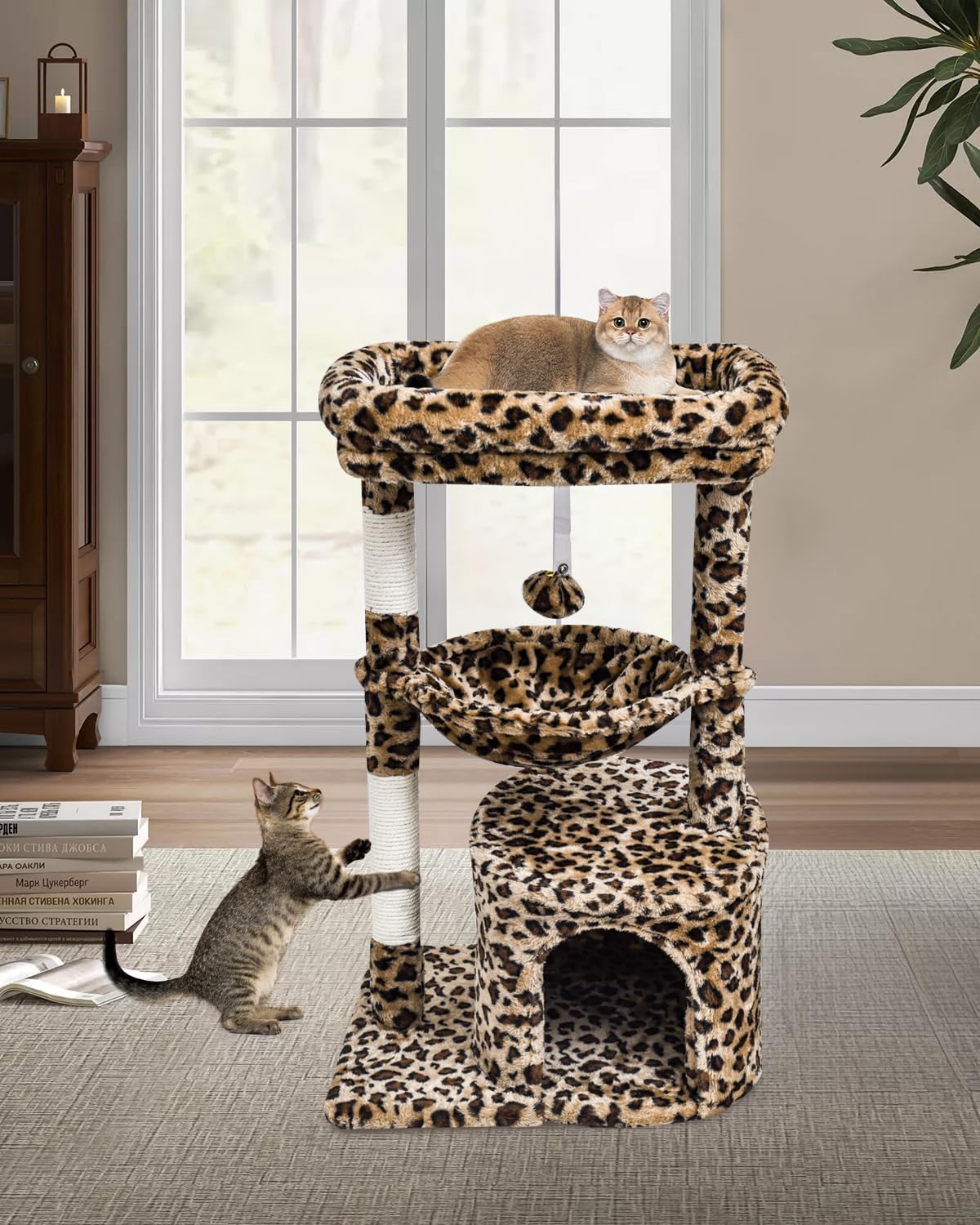 SYANDLVY torre-imprime-leopardo decora y entretiene al gato.