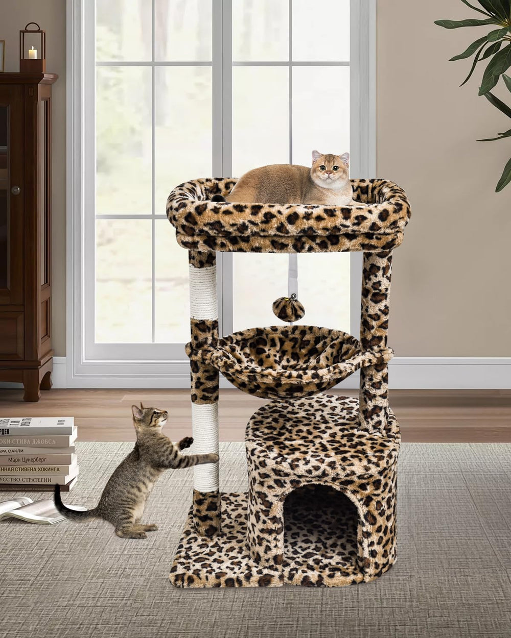 SYANDLVY torre-imprime-leopardo decora y entretiene al gato.